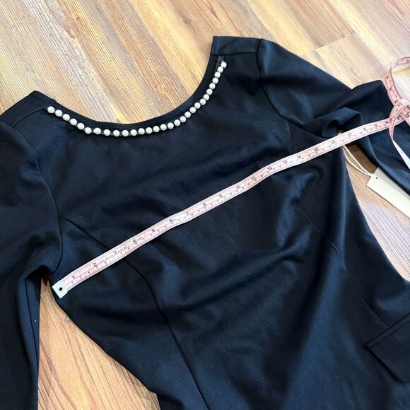 Mellóday NWT Black Pearl Mock Neck Midi Dress With Pockets Size Small - Picture 10 of 13